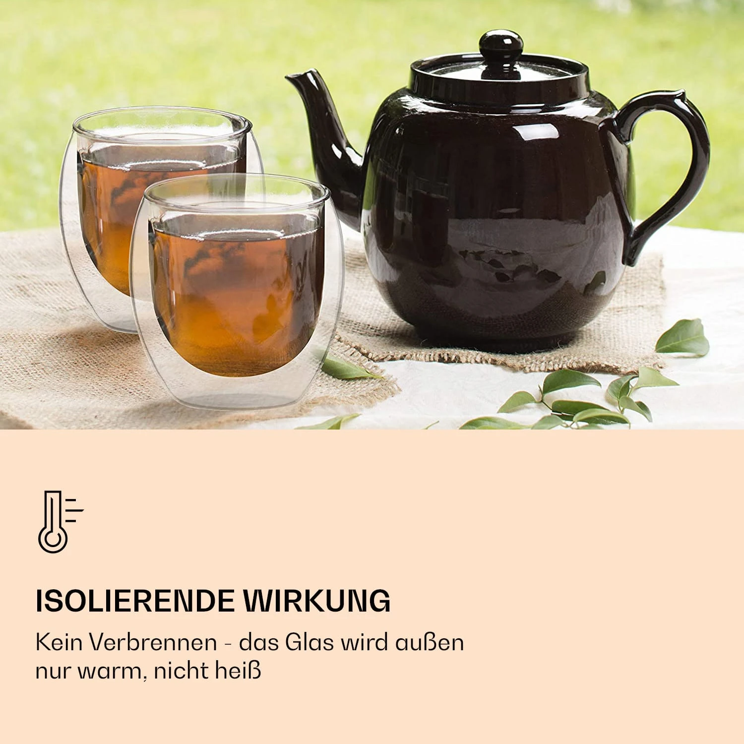 DUOS Jumbo Doppelwandiges Glas 310 Ml Thermofunktion Edelstahl-Löffel 4 DUOS Jumbo Doppelwandiges Glas 310 Ml Thermofunktion Edelstahl-Löffel – Bild 2