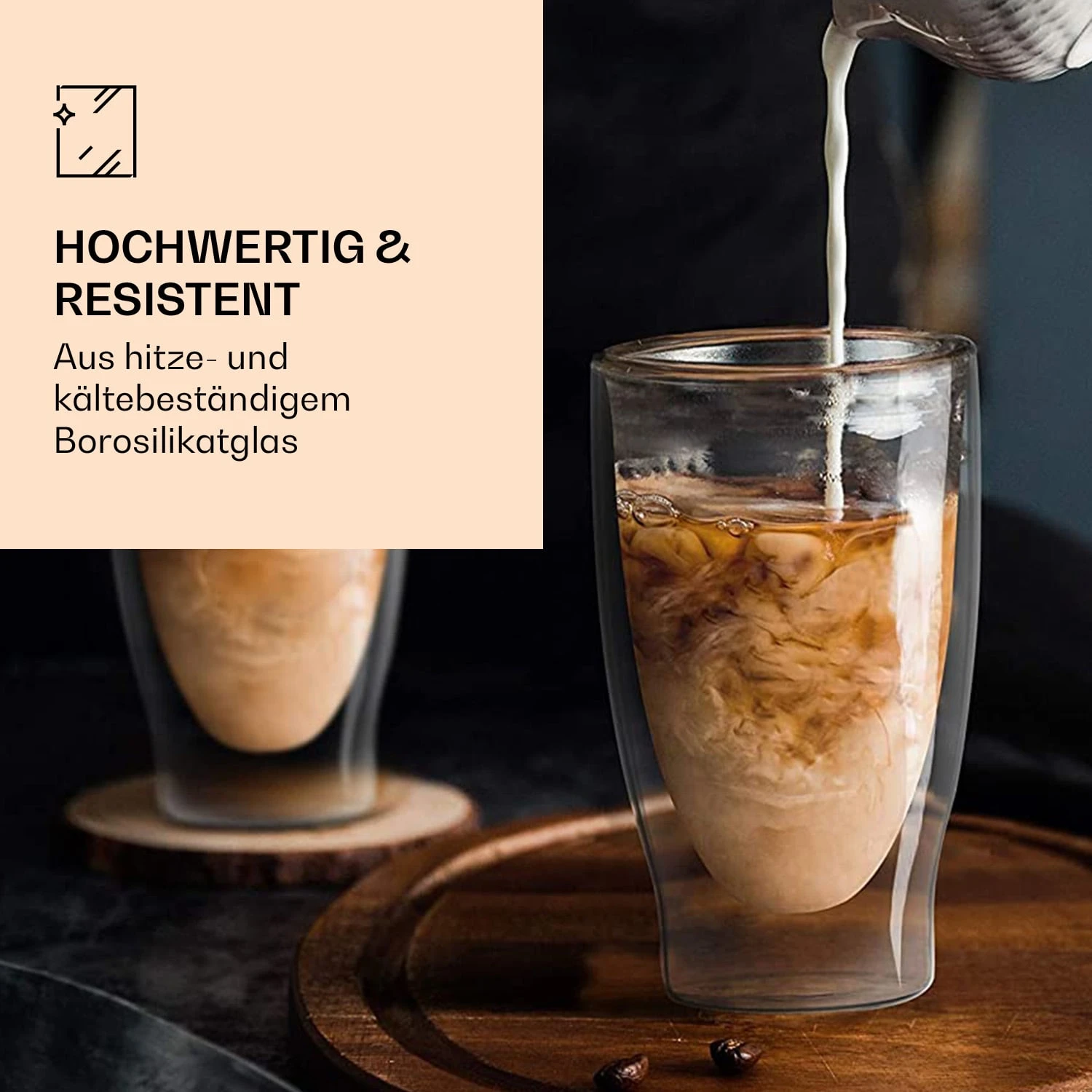 DUOS Doppelwandiges Glas 80, 200, 310, 400 Ml Thermofunktion Inkl. Edelstahl-Löffel 6 DUOS Doppelwandiges Glas 80, 200, 310, 400 Ml Thermofunktion Inkl. Edelstahl-Löffel – Bild 4