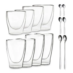 DUOS Doppelwandiges Glas 80, 200, 310, 400 Ml Thermofunktion Inkl. Edelstahl-Löffel
