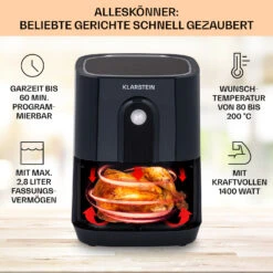 Crisp-Pro Heißluftfritteuse Air Fryer 1400W 2,8 Ltr Timer Edelstahl -Geschäft Für Haushalts- Und Küchenbedarf 10040698 de 0002 usp