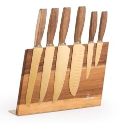 Kazuno Messerset 7 Teile Magnetischer Block PVD Titanium-Beschichtung