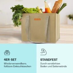 Einkaufstasche 4er Set Wiederverwendbar Waschbar Faltbar Verstärkt -Geschäft Für Haushalts- Und Küchenbedarf 10040845 de 0002 logo