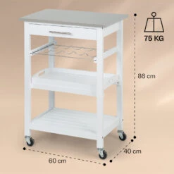 Vermont Servierwagen Küchenwagen 5 Etagen Holz Edelstahl Mobil -Geschäft Für Haushalts- Und Küchenbedarf 10041118 yy 0007 dimensions