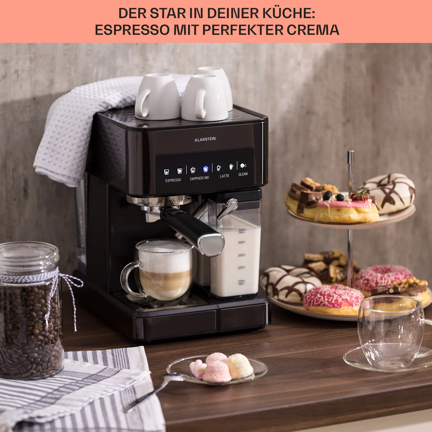 Arabica Comfort Espressomaschine 1350W 20 Bar 1,8l Touch-Bedienfeld 6 Arabica Comfort Espressomaschine 1350W 20 Bar 1,8l Touch-Bedienfeld – Bild 4