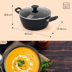 Noto Endurance Kochtopf Ø28cm Geschmiedetes Aluminium Deckel Induktion PTFE-Antihaftbeschichtung 19 Noto Endurance Kochtopf Ø28cm Geschmiedetes Aluminium Deckel Induktion PTFE-Antihaftbeschichtung -Geschäft Für Haushalts- Und Küchenbedarf 10045008 yy 0009 dimensions