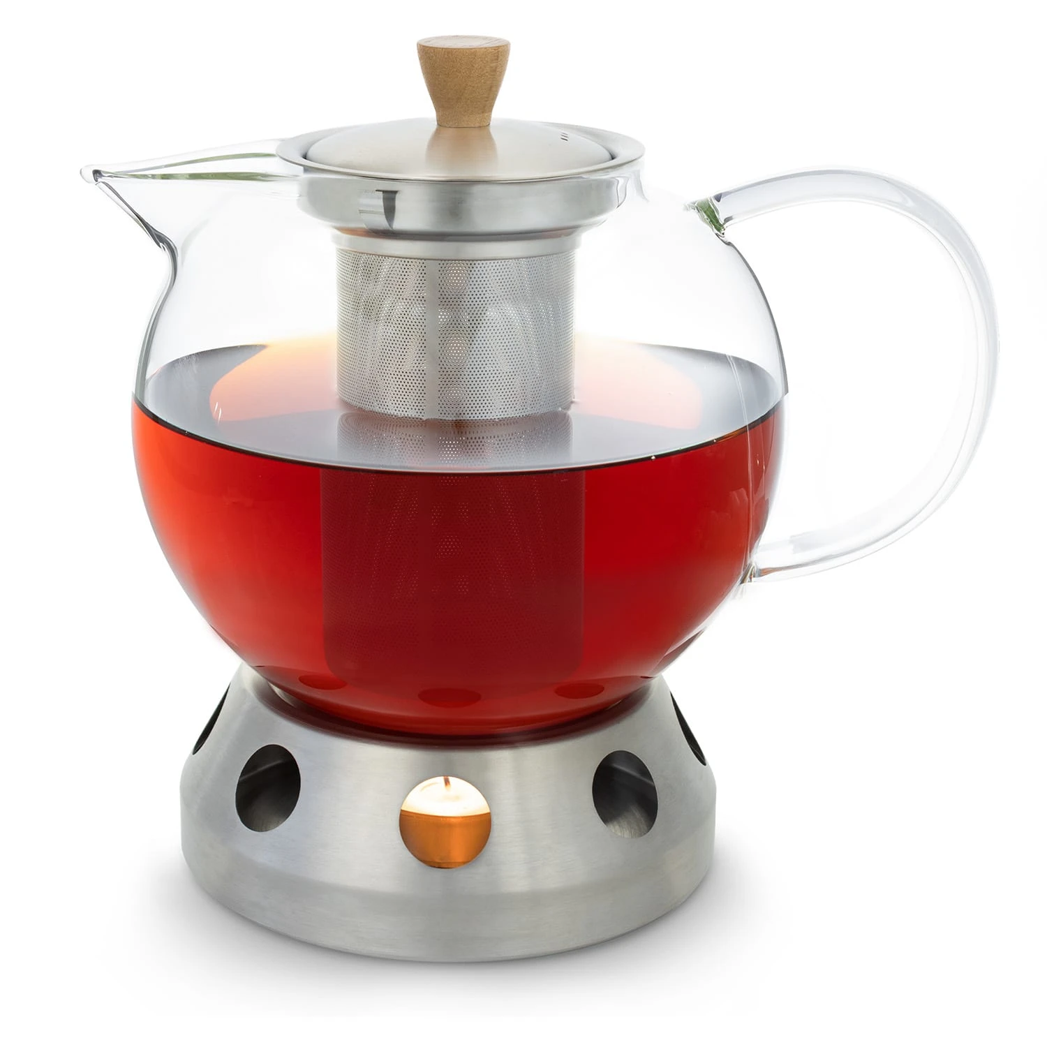 Sencha Design-Teekanne Mit Hibiscus Edelstahl-Stövchen 1,3 L Siebeinsatz 3 Sencha Design-Teekanne Mit Hibiscus Edelstahl-Stövchen 1,3 L Siebeinsatz