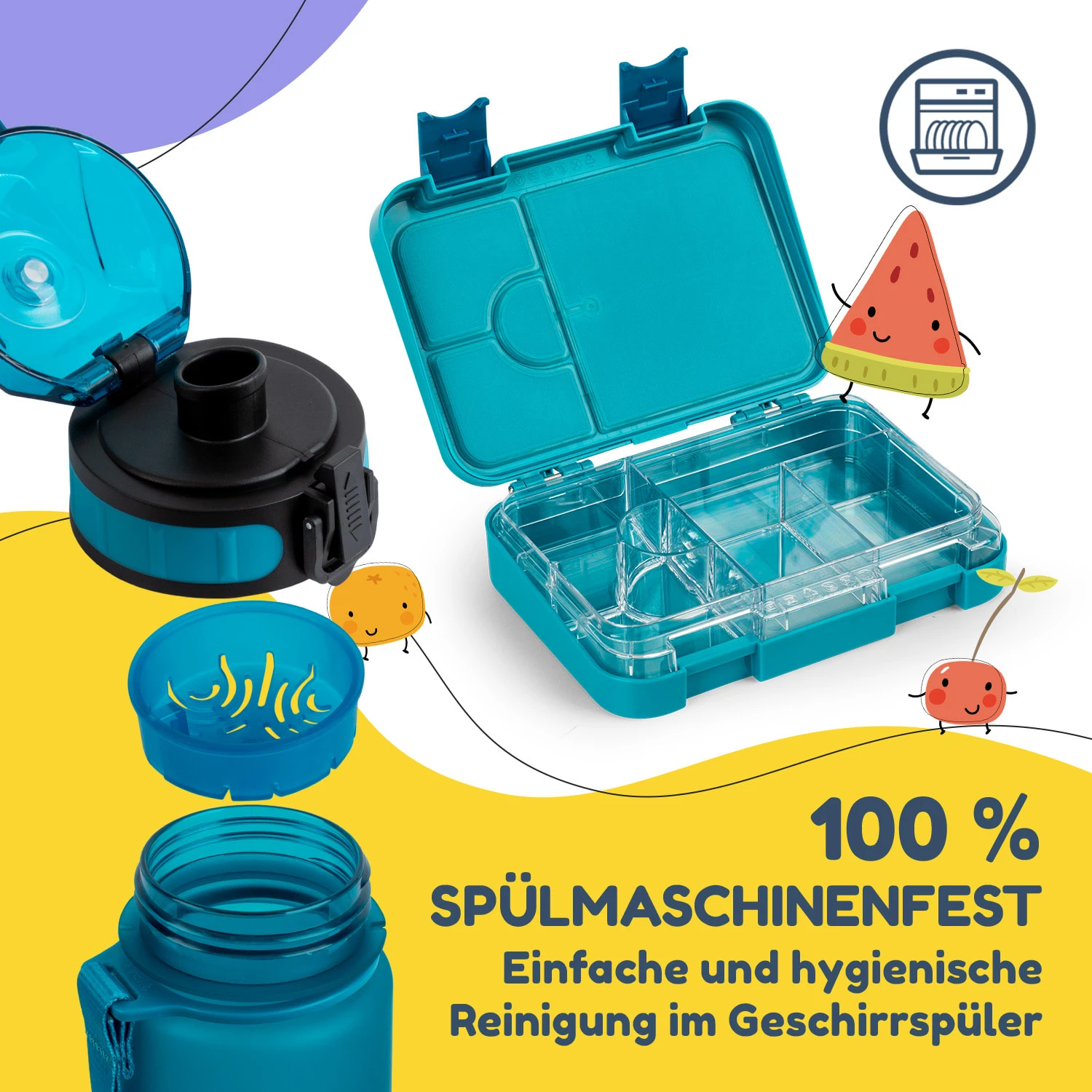 Schmatzfatz Frühstücksset Lunchbox & Trinkflasche Tritan Dicht BPA-frei 7 Schmatzfatz Frühstücksset Lunchbox & Trinkflasche Tritan Dicht BPA-frei – Bild 5